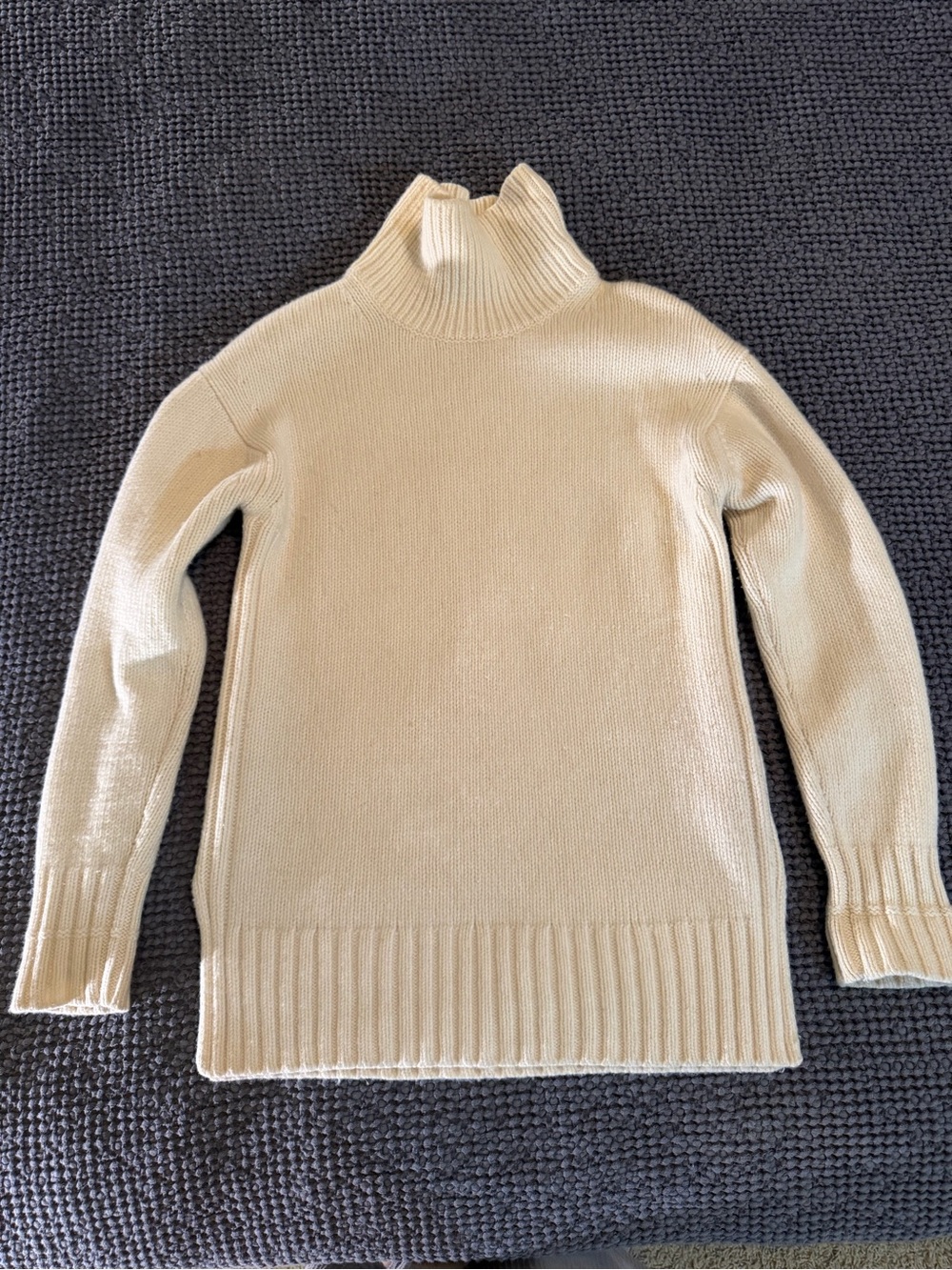 Everlane Wool Cashmere Blend Chunky Turtleneck Sweater Cream Ivory XS Ribbed - Picture 2 of 11